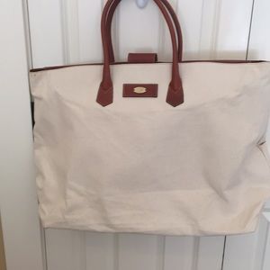 Escada large canvas and leather tote bag